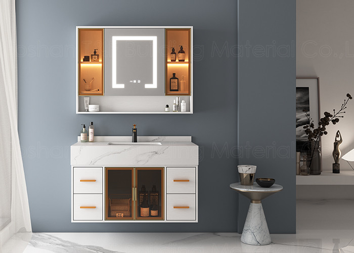 Espejo de plata de lujo moderno del gabinete HD Smart LED de Hung Flotante Bathroom vanidad Unidades de la pared